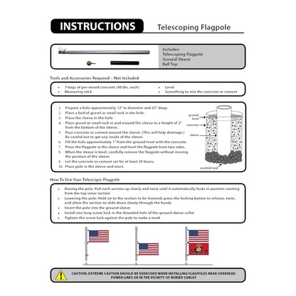 20' Aluminum Telescoping Flagpole