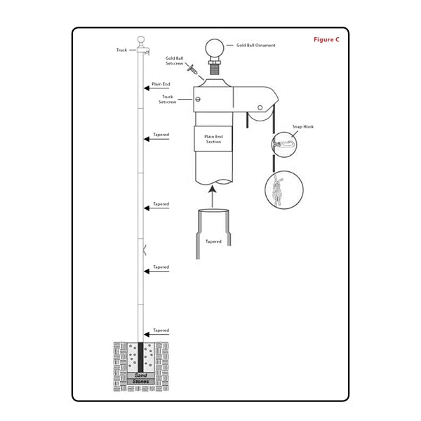 20' Sectional Fiberglass Flagpole