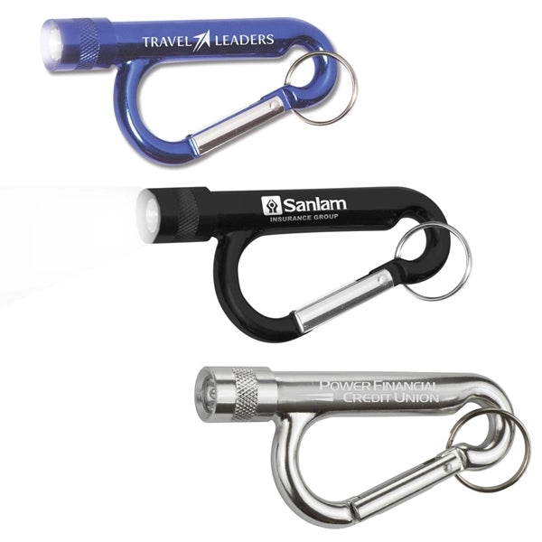 Metal Carabiner Flashlight with Split Ring Attachment