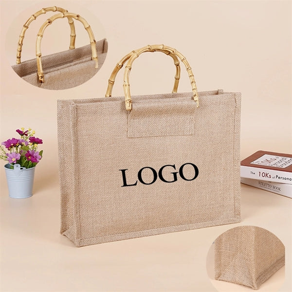 Eco-Friendly Jute Bag With Bamboo Handle