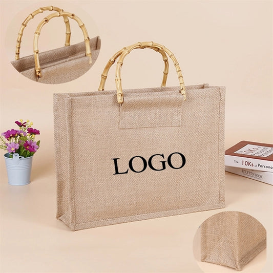 Eco-Friendly Jute Bag With Bamboo Handle