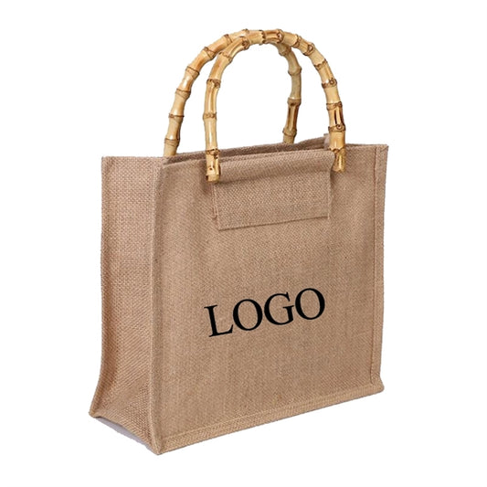 Jute Bag With Bamboo Handle