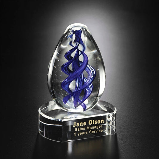Blue Swirl on Clear Base