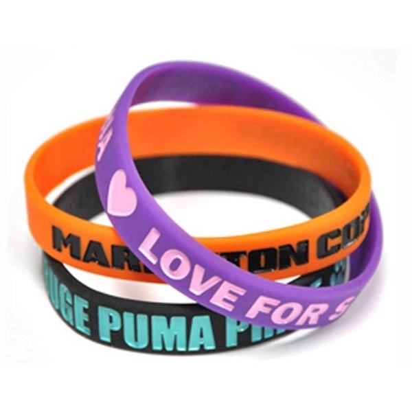 Color Filled Silicone Wristband w/ Custom Imprint