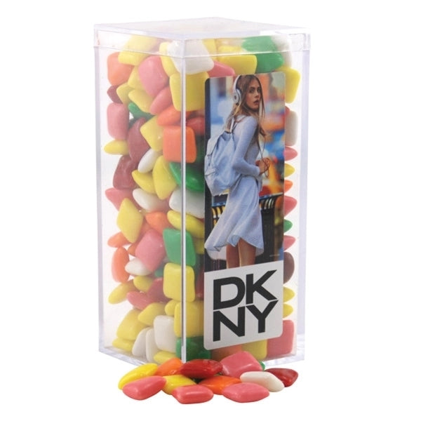 Mini Chicklets in a Clear Acrylic Square Tall Box