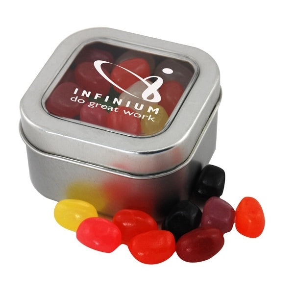 Tin with Window Lid and Jelly Beans