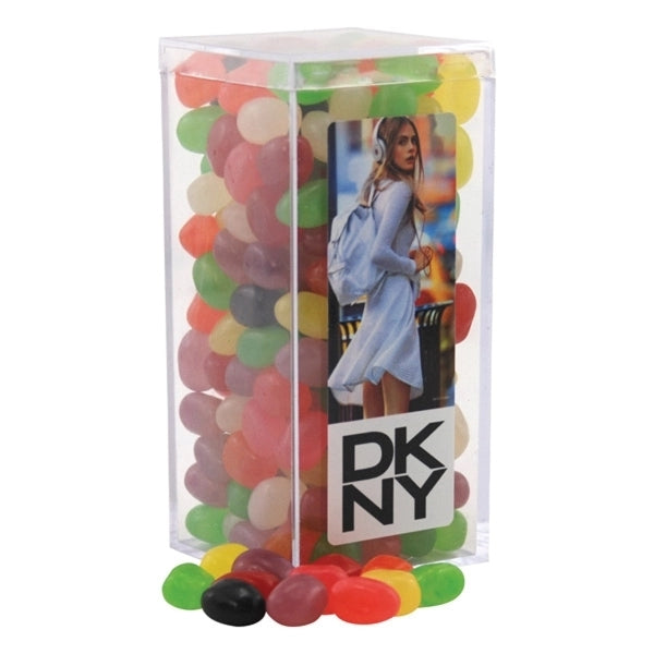 Jelly Beans in a Clear Acrylic Square Tall Box