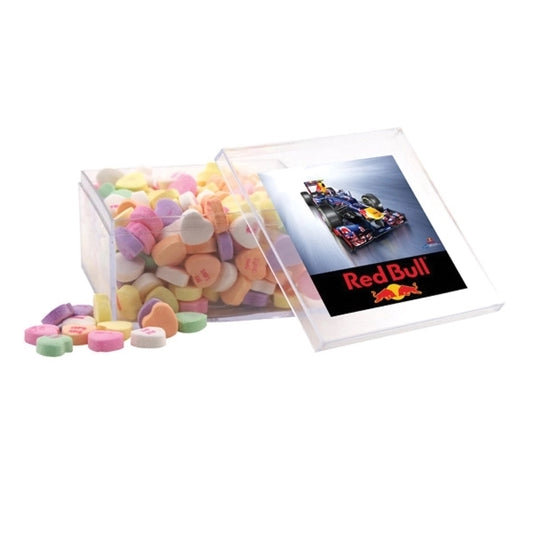 Conversation Hearts in a Clear Acrylic Large Box