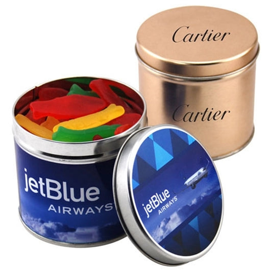 Swedish Fish in a 3.5" Round Metal Tin with Lid