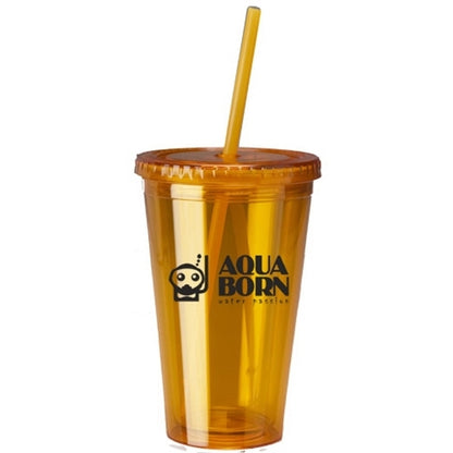 16oz Double Wall Acrylic Tumbler with Straw