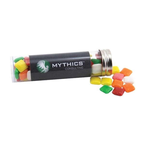 Mini Chicklets Gum in a 5 " Plastic Tube with Metal Cap