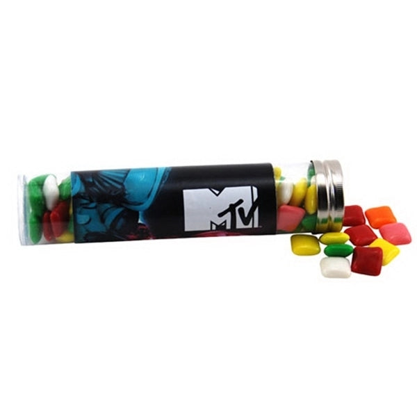 Mini Chicklets Gum in a 6 " Plastic Tube with Metal Cap