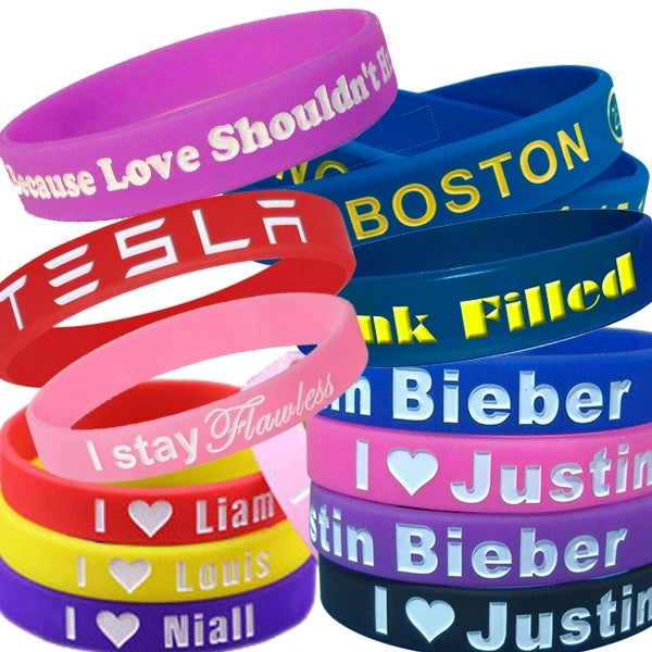 Color Filled Silicone Wristbands-H