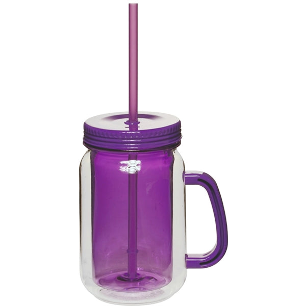 17 oz. Double Wall Mason Jars with Straw