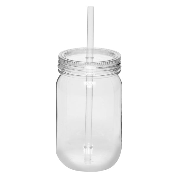 24 oz. Plastic Mason Jars with Straw