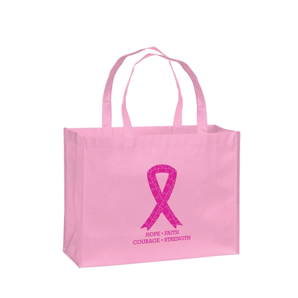 Breast Cancer Awareness Pink Laminated Totes - Screen Print
