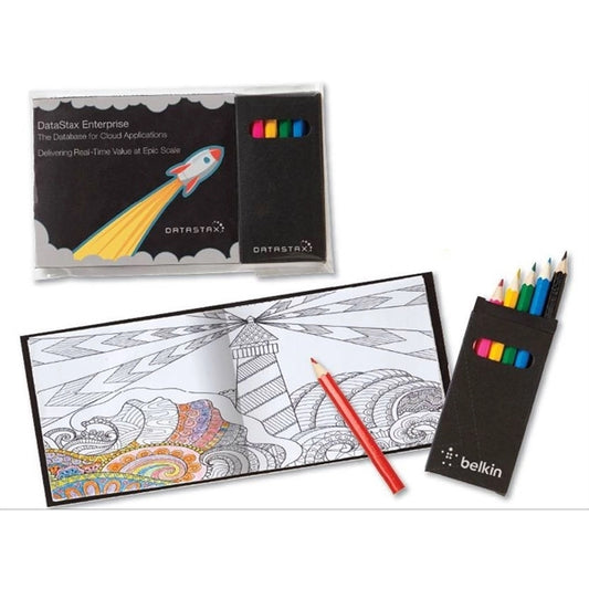 Custom Design Cover Adult Coloring Books & 6-Color Pencils