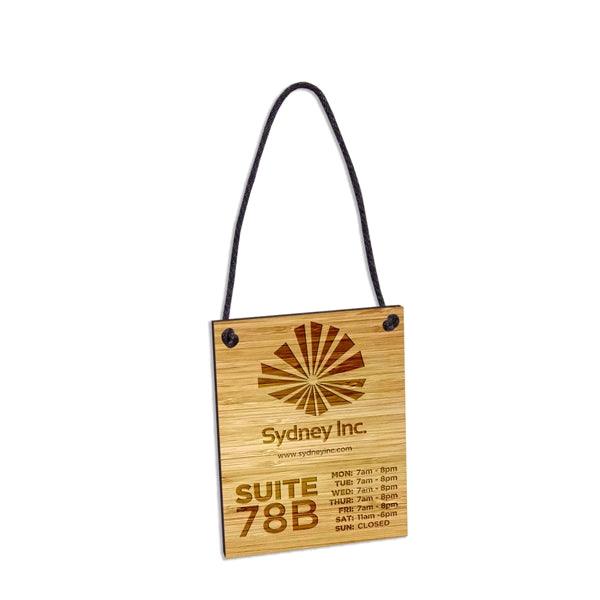 Custom Laser Etched Bamboo Hanging Signs