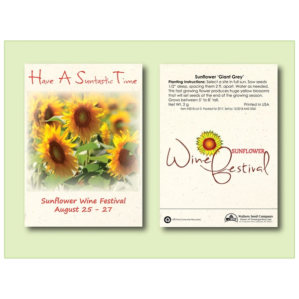 Sunflower 'Giant Grey Stripe' Seed Packet Size 3.25" x 4.5"