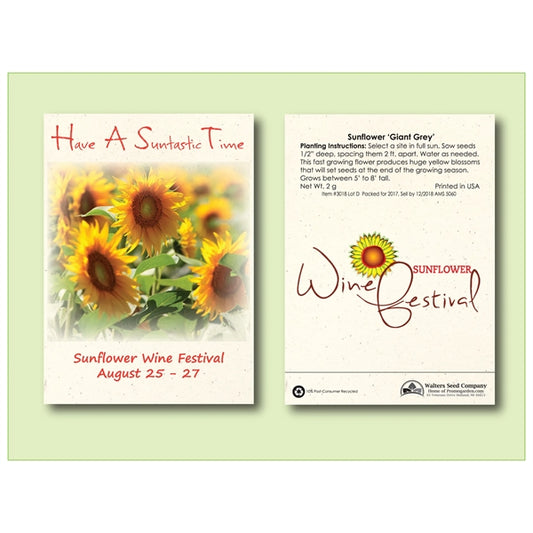Sunflower 'Giant Grey Stripe' Seed Packet Size 3.25" x 4.5"