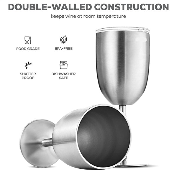 Stainless Steel Wineglasses 12 oz