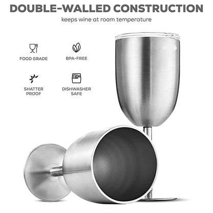 Stainless Steel Wineglasses 12 oz