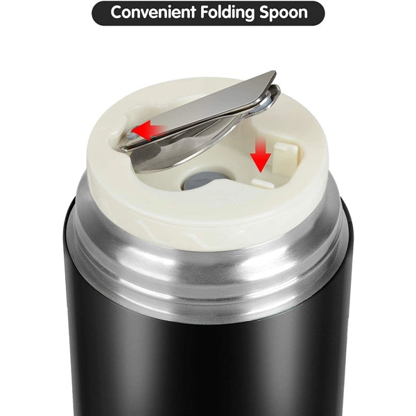 Leak Proof Insulated Lunch Container Box with Folding Spoon