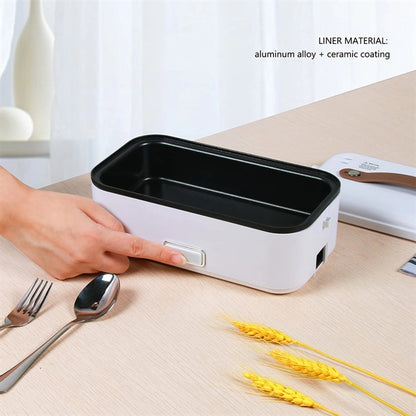 Portable Electric Lunch Box for Car & Home w/ Fork & Spoon