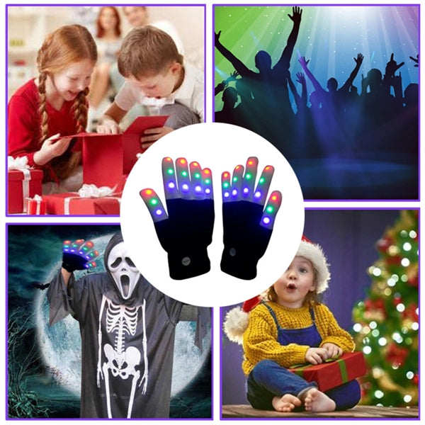 LED Gloves Toys Rainbow Glow Party Favor Gifts for Kids