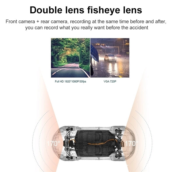 Dash Cam Front and Rear 1080P Full HD