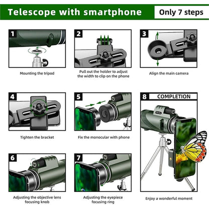 Monocular Telescope with Smartphone Holder & Tripod