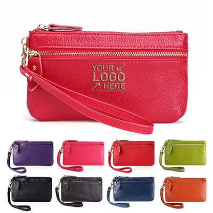 Leather Clutch Purse with Wrist Strap