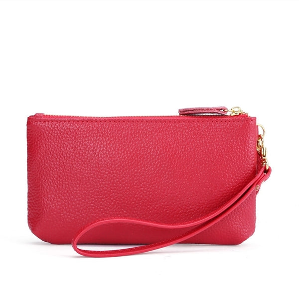 Leather Clutch Purse with Wrist Strap