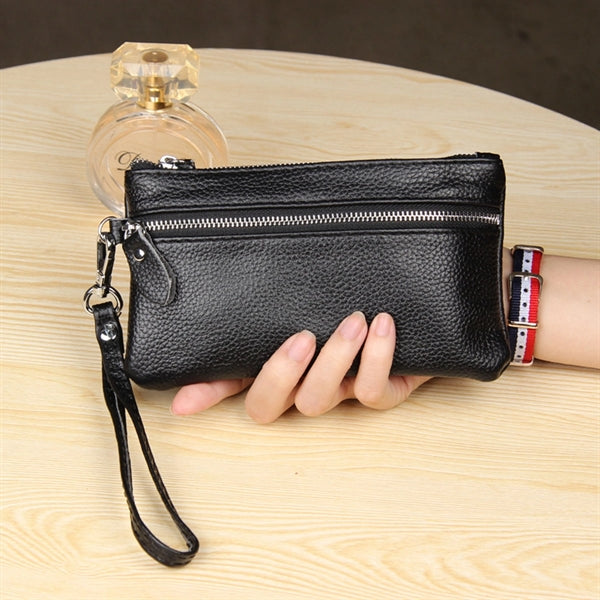Leather Clutch Purse with Wrist Strap
