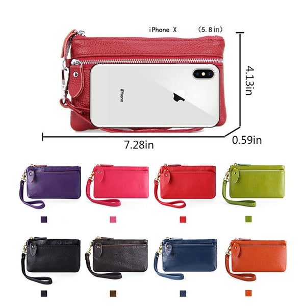 Leather Clutch Purse with Wrist Strap
