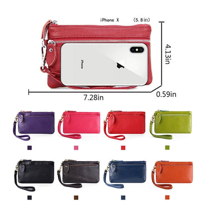 Leather Clutch Purse with Wrist Strap