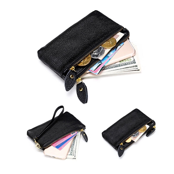 Leather Clutch Purse with Wrist Strap