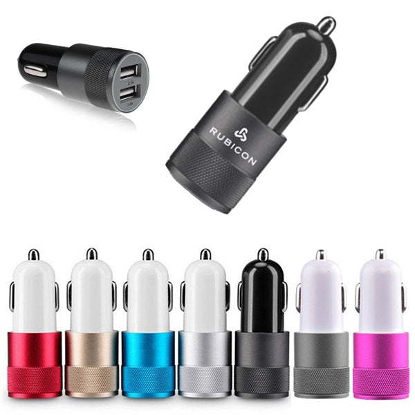Dual Port 2.1 Amp Car Charger with Aluminum Collar