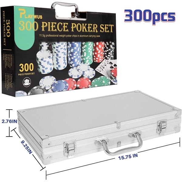 300PCS Poker Chips with Aluminum Case