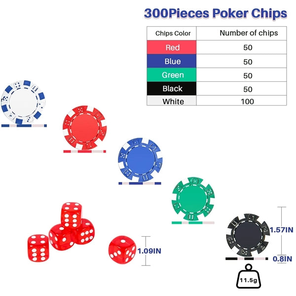 300PCS Poker Chips with Aluminum Case