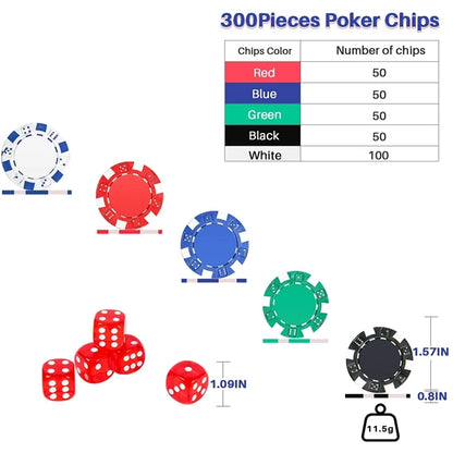 300PCS Poker Chips with Aluminum Case