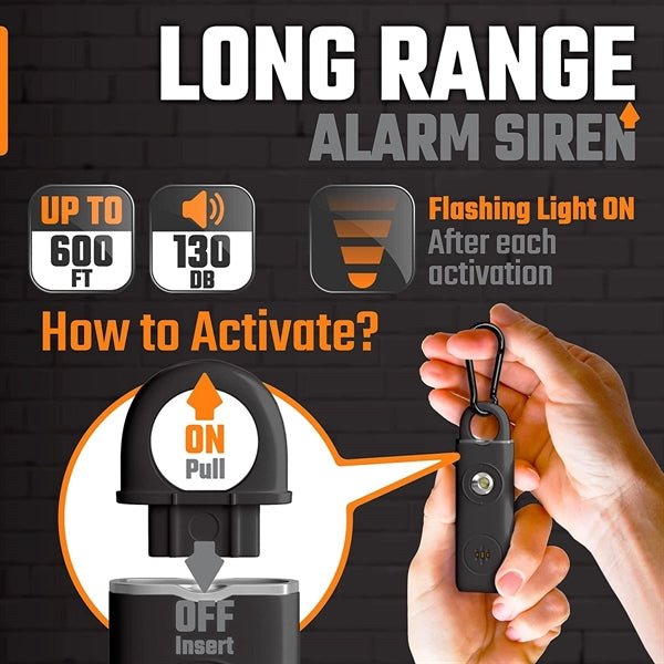 Personal Alarm Emergency Siren Whistle Keychain Rechargeable