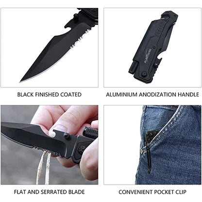 6-in-1 Survival Tactical Military Folding Pocket Knives With