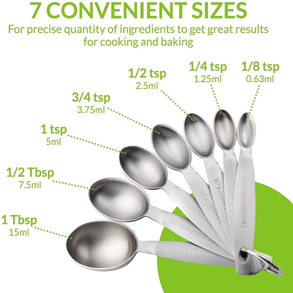 Oval Stainless Steel Metal Measuring Spoons Set