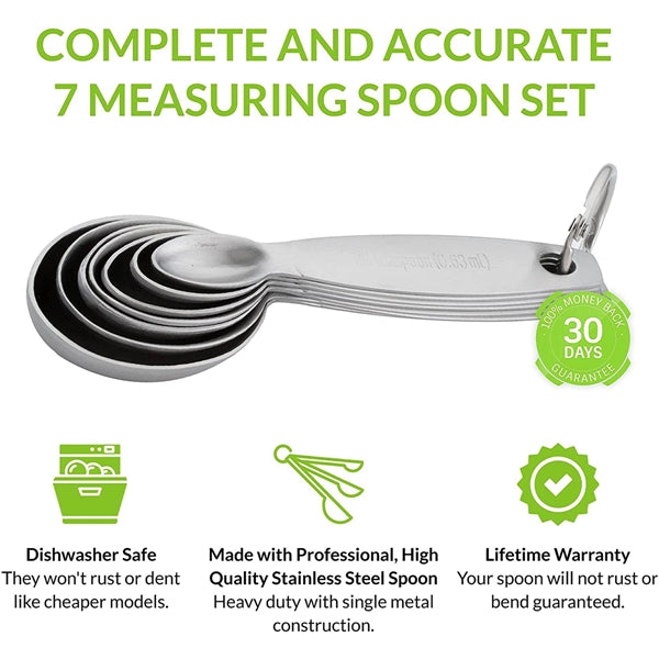 Oval Stainless Steel Metal Measuring Spoons Set