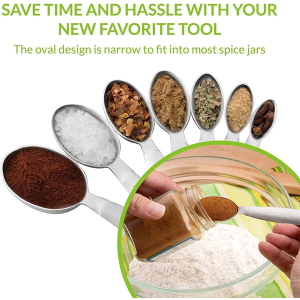 Oval Stainless Steel Metal Measuring Spoons Set