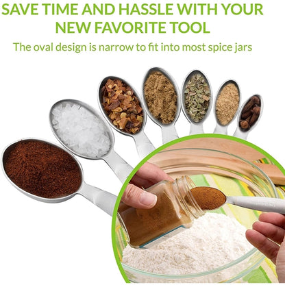 Oval Stainless Steel Metal Measuring Spoons Set