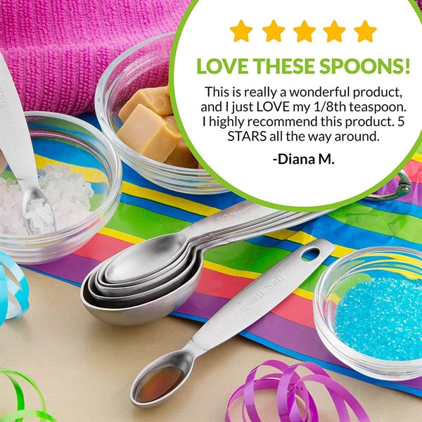 Oval Stainless Steel Metal Measuring Spoons Set