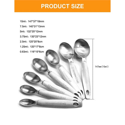 Oval Stainless Steel Metal Measuring Spoons Set