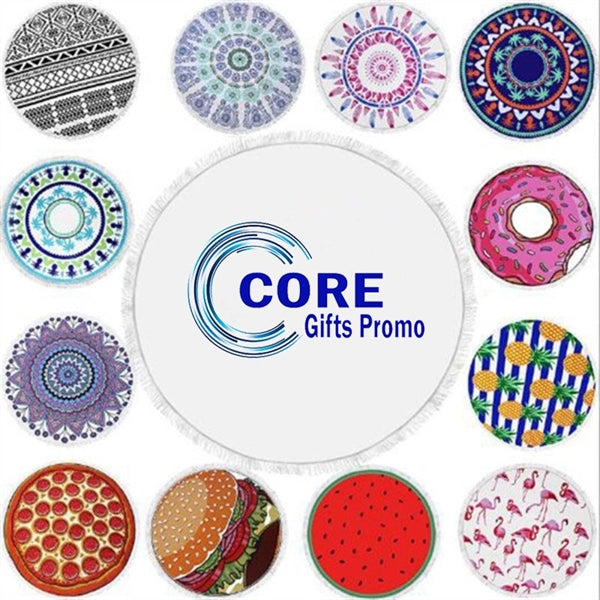 Custom Pattern Microfiber Round Beach Towel